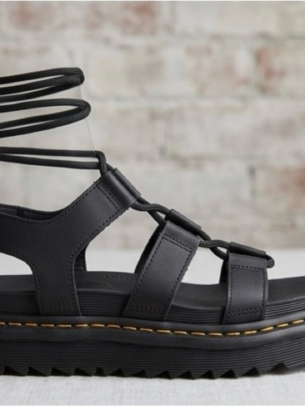 Dr. Martens Black Lace-Up Platform Gladiator Sandal Nartilla Gladiator Sandal